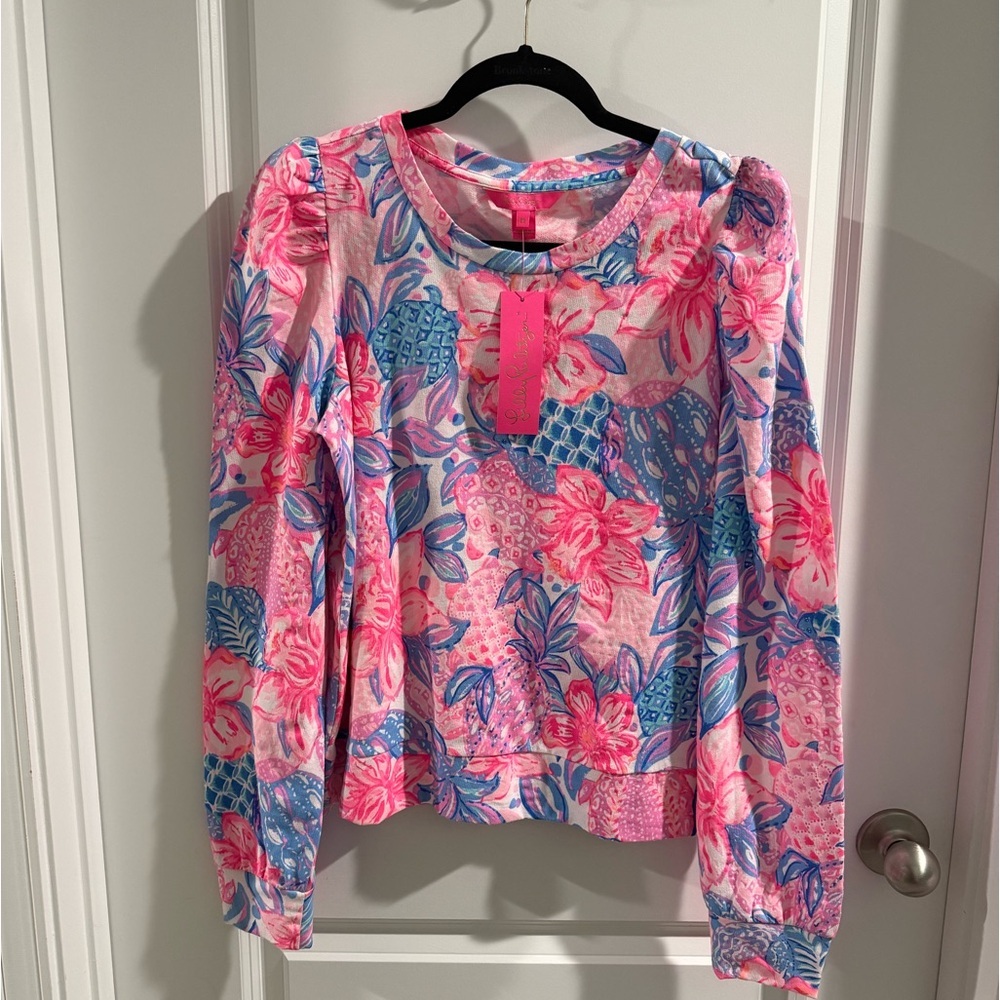 Lilly Pulitzer Jansen Long Sleeve Pink Isle Snappy Turtle